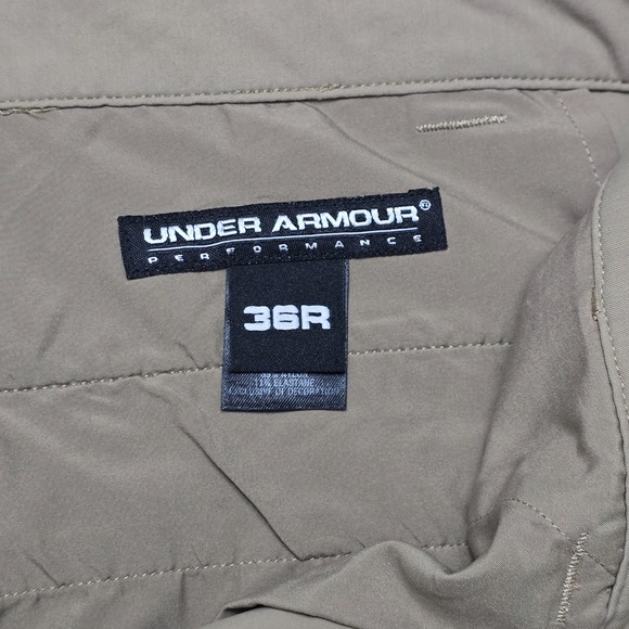 Under Armour Performance Shorts Men's 36R Khaki‎ Stretch Golf Activewear - Picture 7 of 16